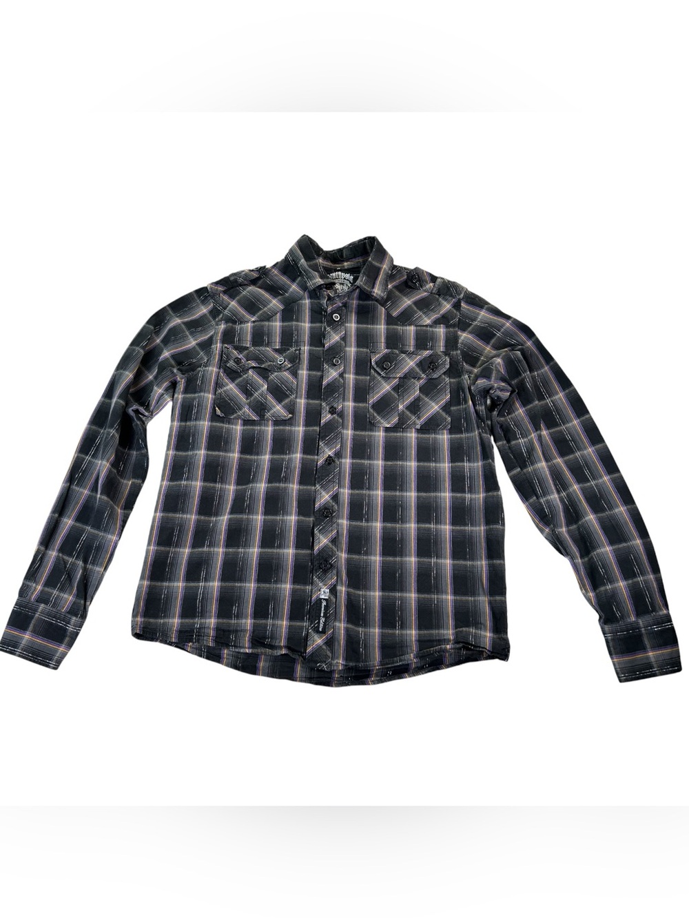 Southpole Premium Edition Plaid Military Western Shirt Men’s M Y2K